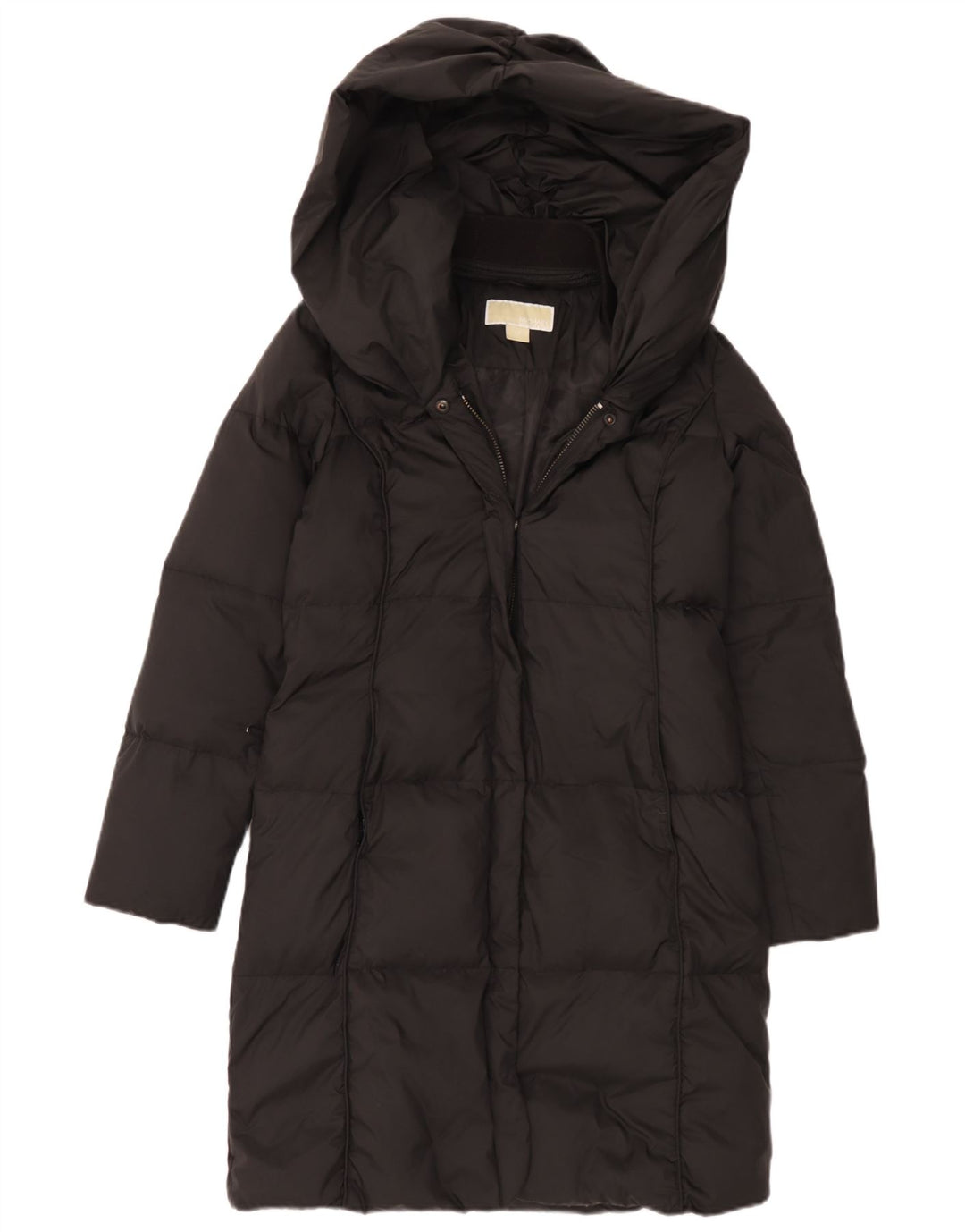 Casaco acolchoado com capuz grande Michael Kors feminino Reino Unido 6 XS poliéster preto