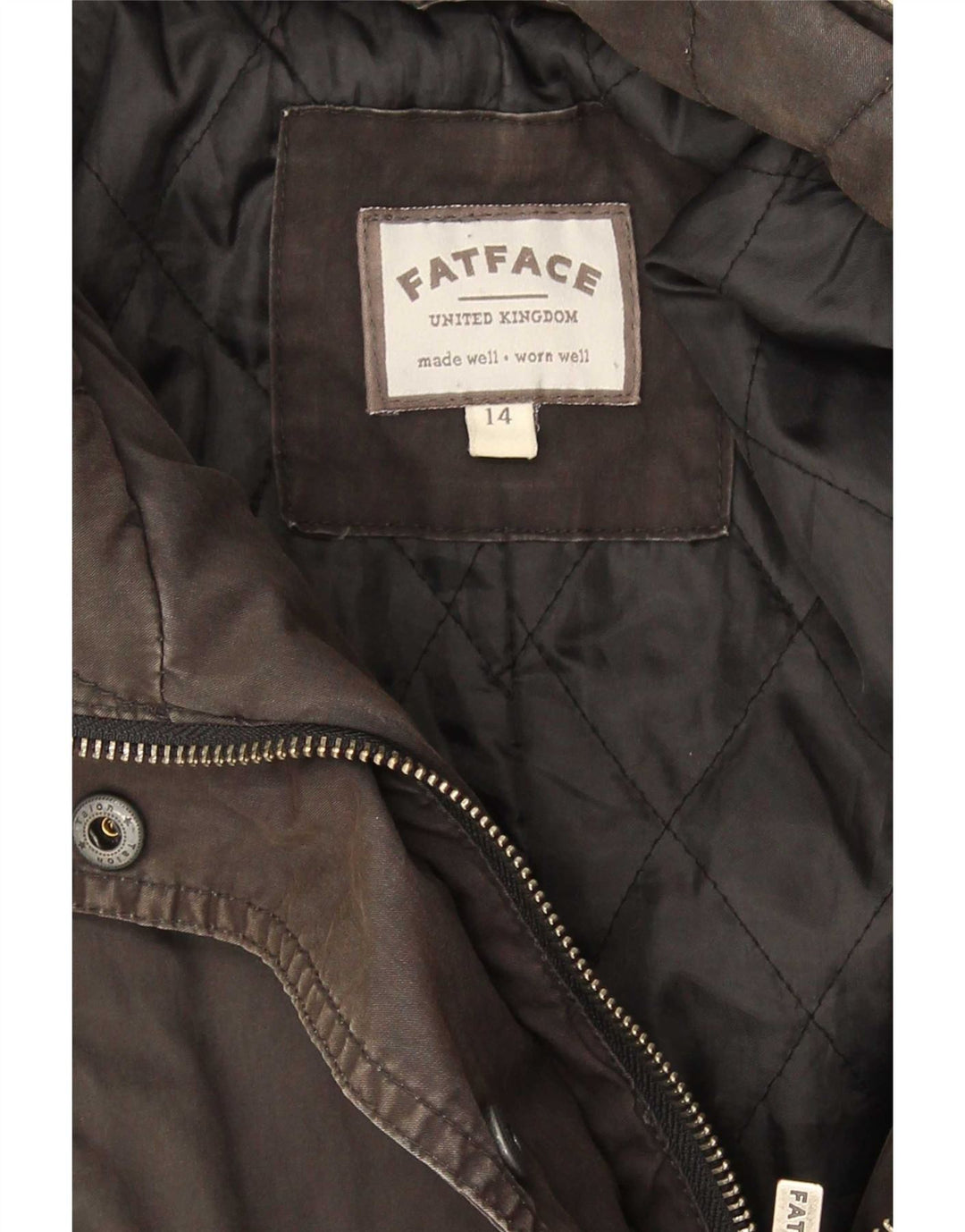 Jaqueta Parka Feminina Fat Face Reino Unido 14 Grande Algodão Cinza