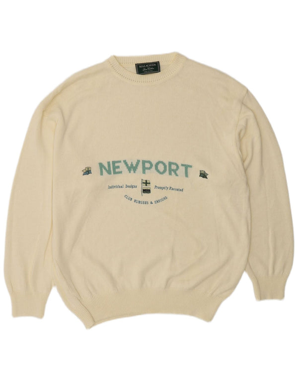 Suéter masculino Malagrida com gola redonda e algodão bege XL