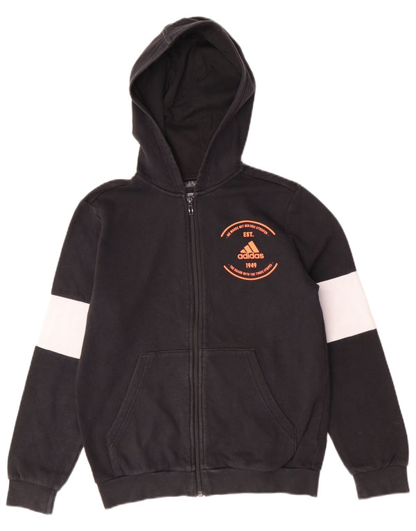 Suéter Adidas Boys Graphic Zip com capuz 11-12 anos preto colorblock algodão