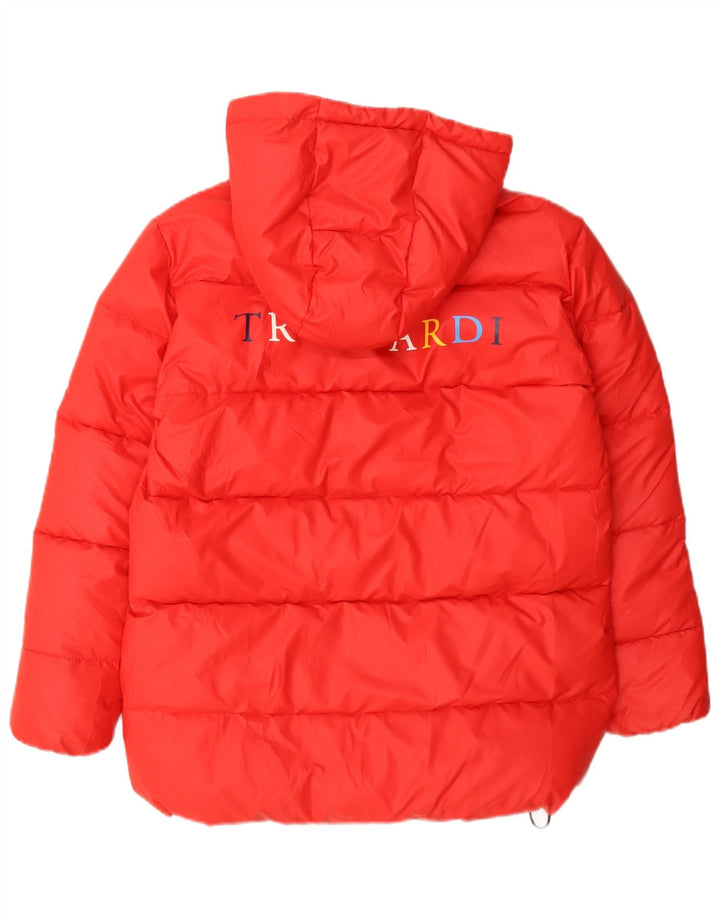 Jaqueta acolchoada com capuz gráfico Trussardi Boys 11-12 anos poliéster vermelho