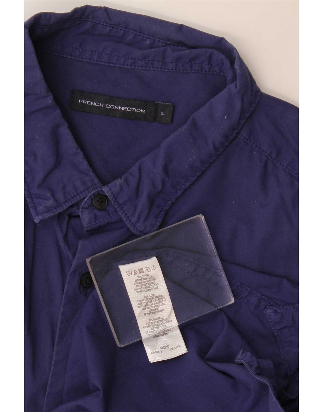 Camisa masculina Slim Fit French Connection grande algodão azul marinho