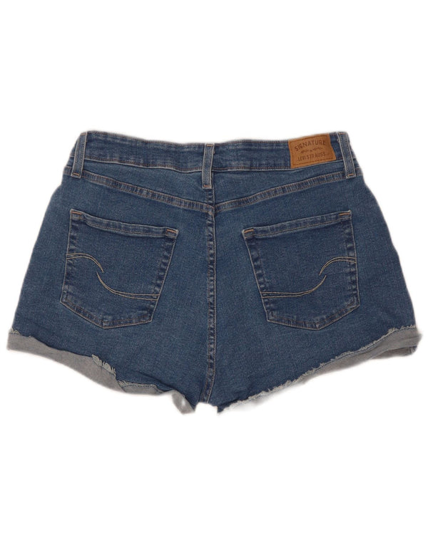 Shorts jeans feminino de cintura alta Levi's US 12 grande W31 algodão azul
