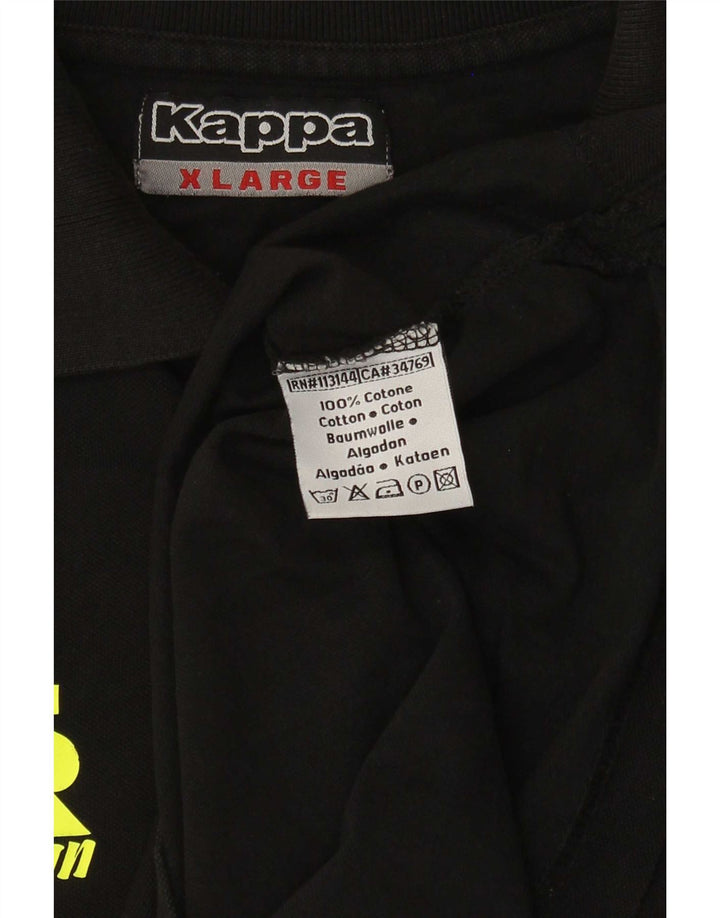 Camisa pólo gráfica masculina Kappa XL algodão preto
