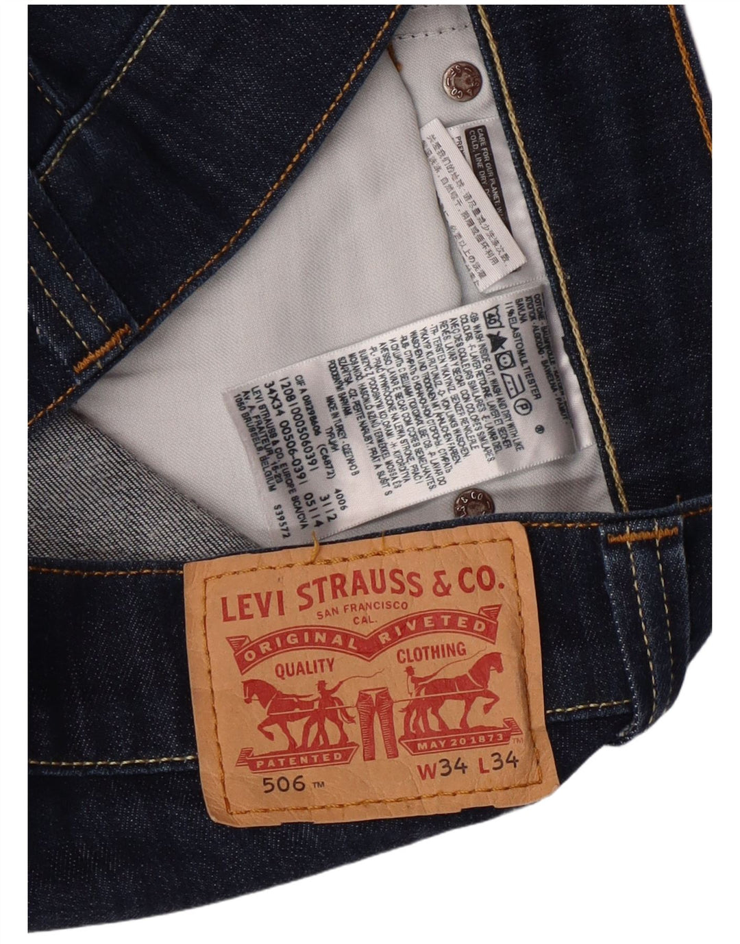 Levi's Masculino 506 Straight Jeans W34 L34 Azul Marinho Algodão