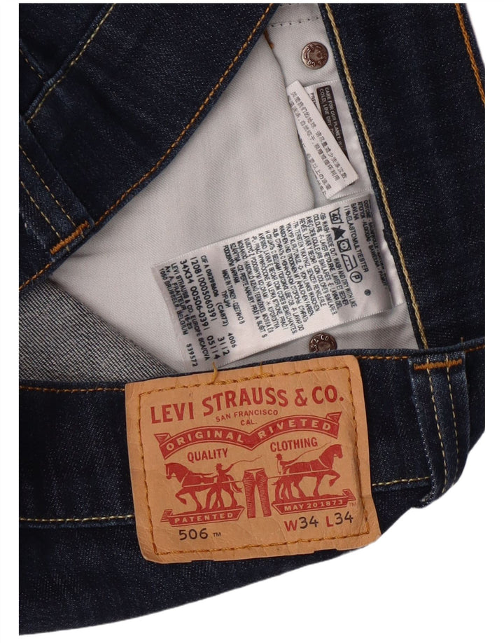Levi's Masculino 506 Straight Jeans W34 L34 Azul Marinho Algodão