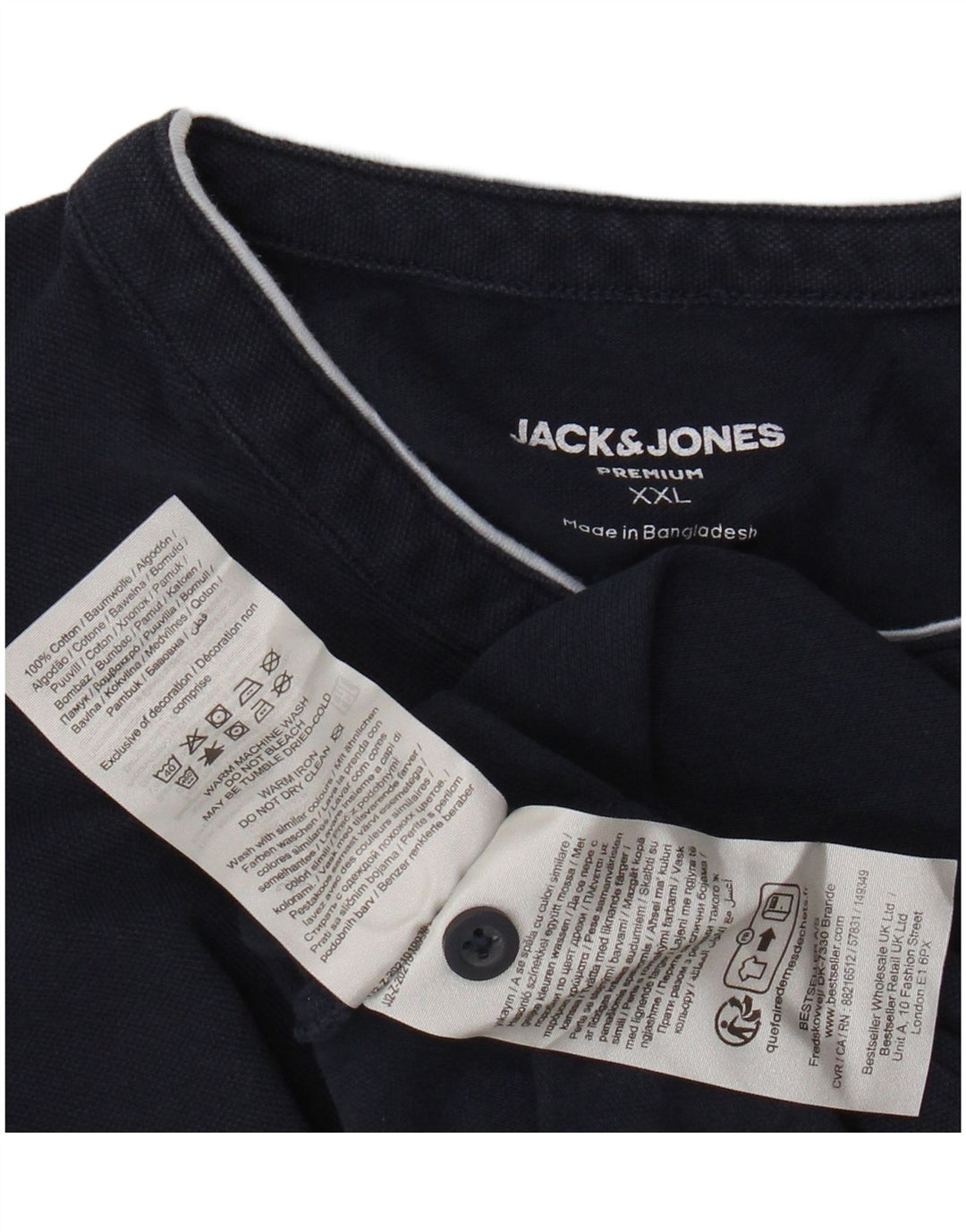 Camisa polo masculina JACK & JONES 2XL algodão azul marinho