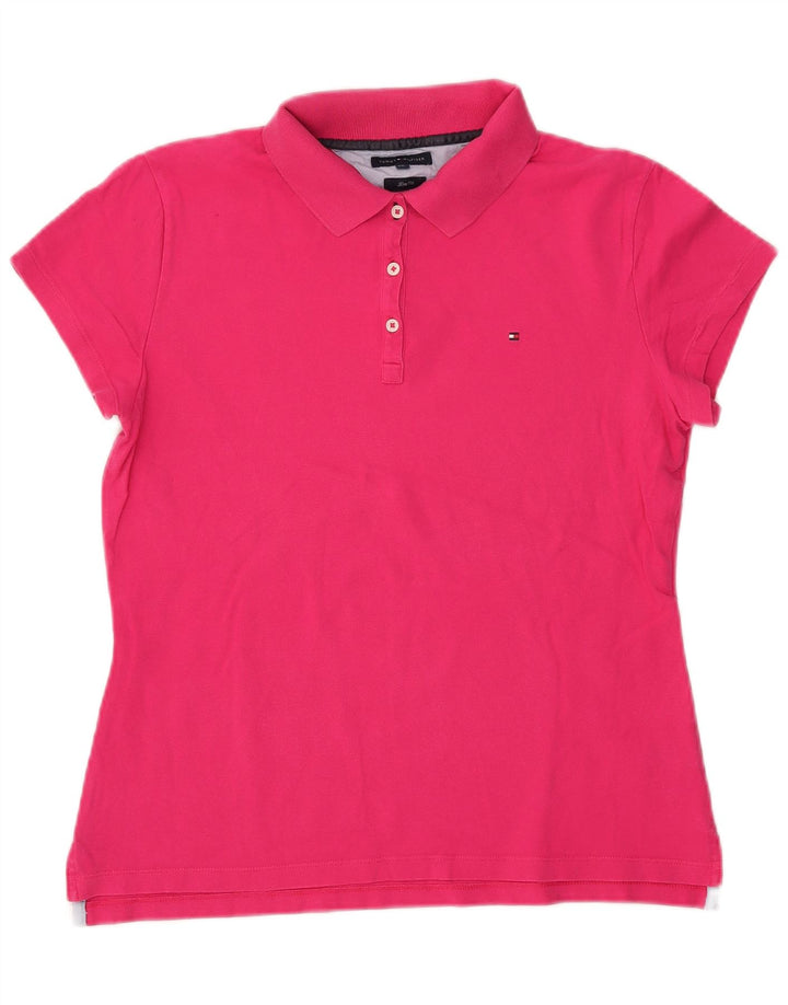 Camisa polo feminina TOMMY HILFIGER Slim Fit Reino Unido 20 2XL algodão rosa