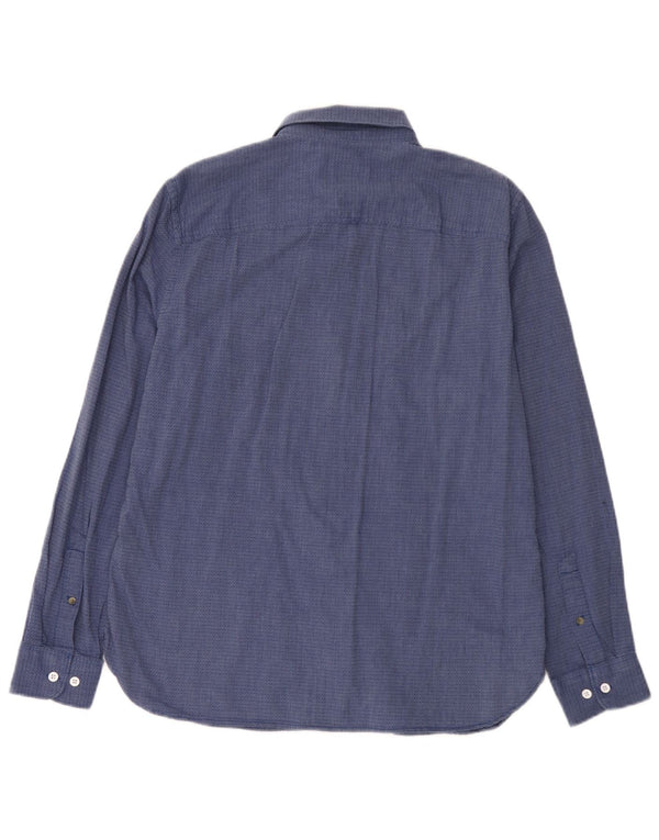 Timberland Mens Slim Fit Shirt Large Navy Blue Spotted Cotton