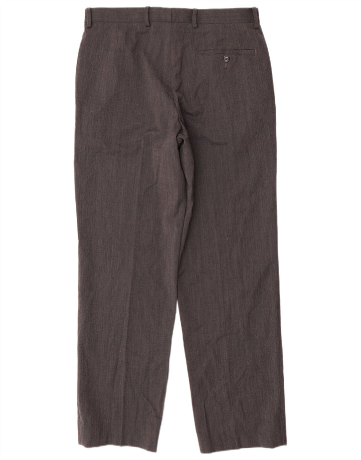 Calça masculina de terno reto Marks & Spencer W32 L31 poliéster cinza