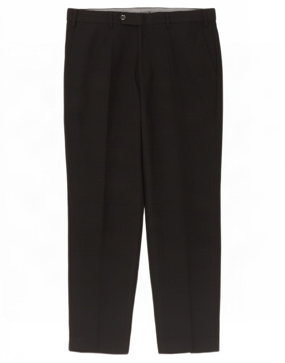 Calça masculina de ajuste regular Marks & Spencer W34 L29 poliéster preto