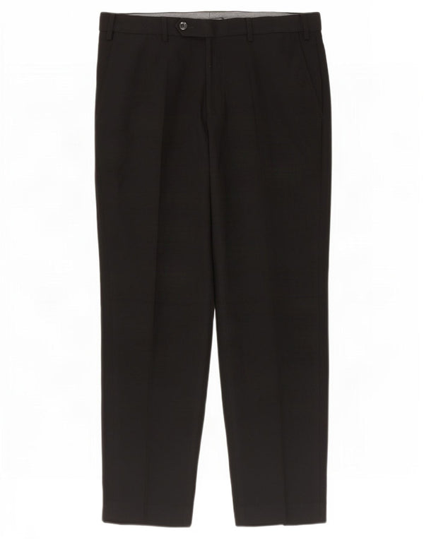 Marks & Spencer Mens Regular Fit Suit Trousers W34 L29 Black Polyester