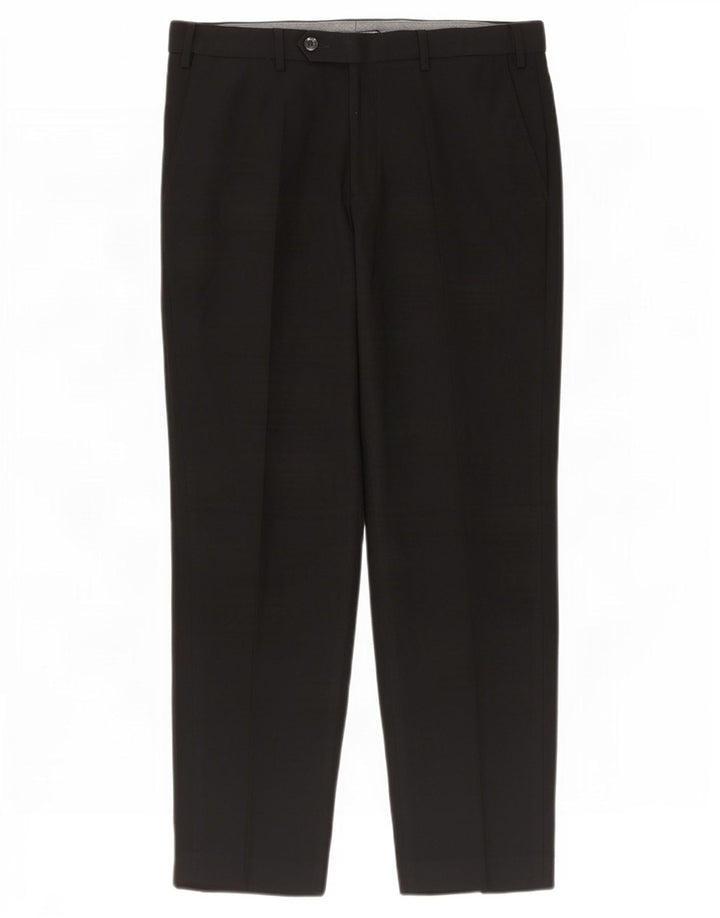 Calça masculina de ajuste regular Marks & Spencer W34 L29 poliéster preto