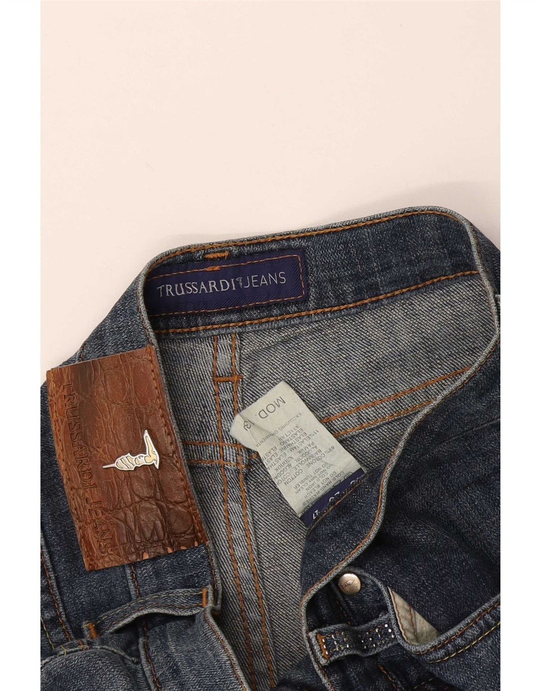 Jeans retos femininos Trussardi W27 L27 algodão azul