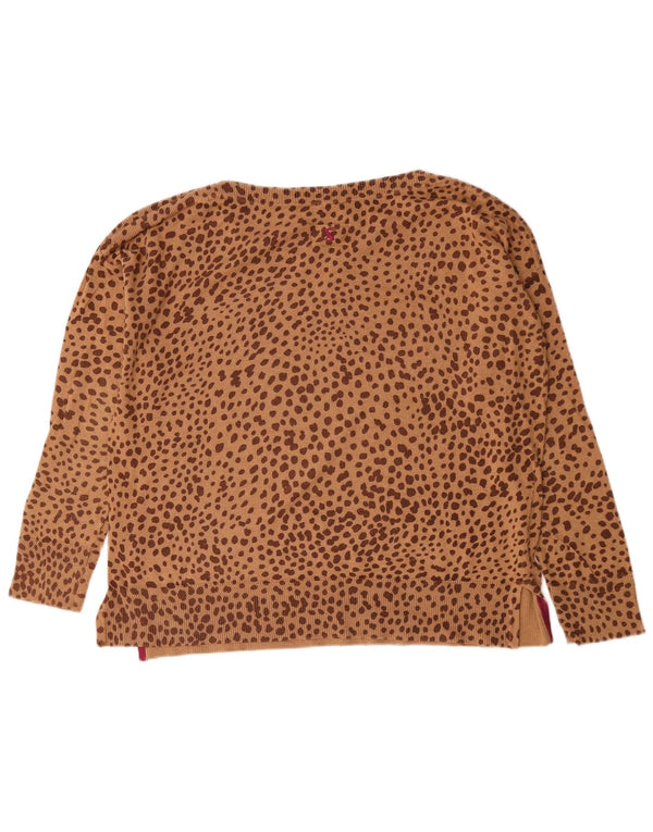 Suéter feminino Joules com gola canoa e estampa animal UK 12 marrom médio
