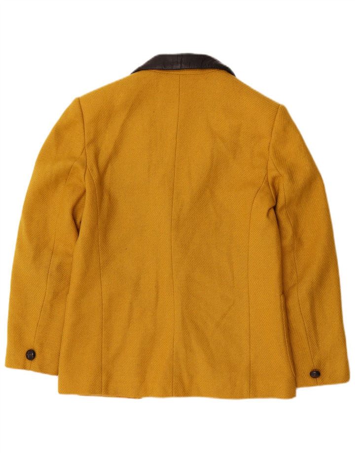 Jaqueta blazer feminina de 2 botões PENNY BLACK Reino Unido 10 pequeno bloco colorido amarelo