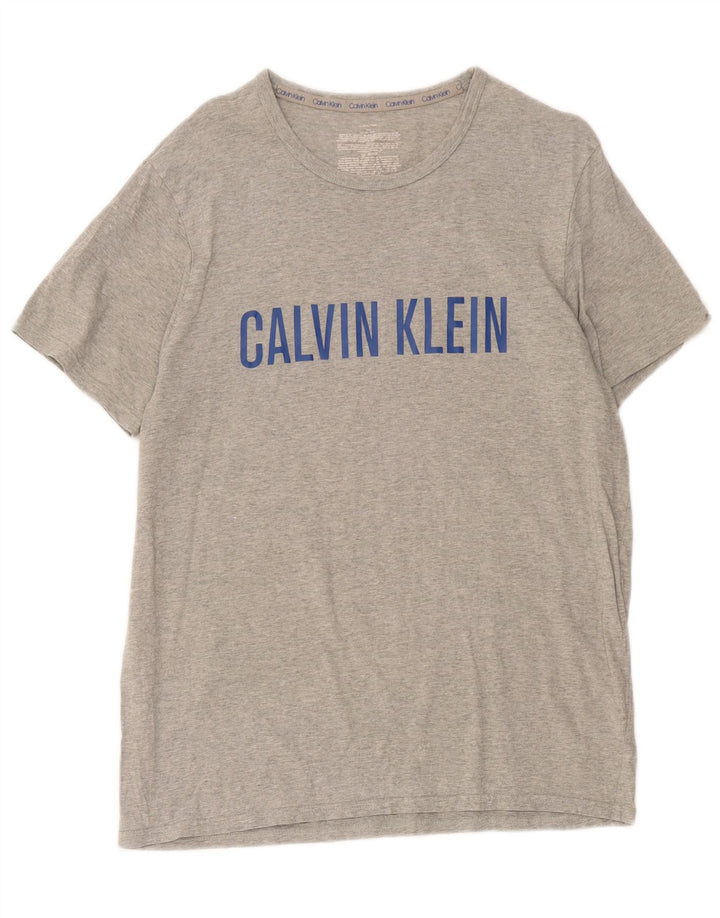 Camiseta masculina Calvin Klein gráfica grande algodão cinza