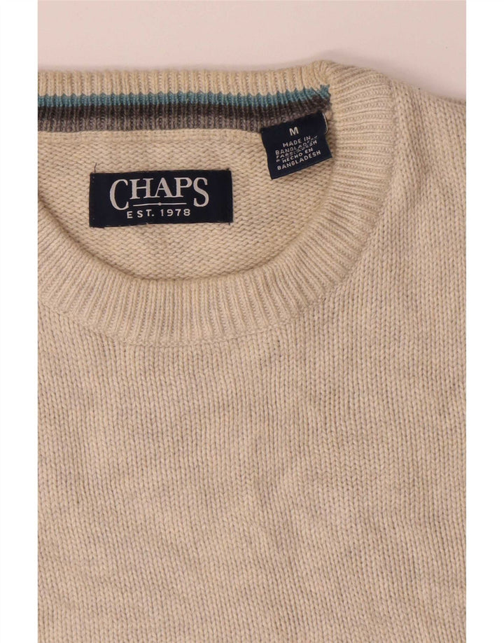 Suéter masculino Chaps com gola redonda e algodão branco médio