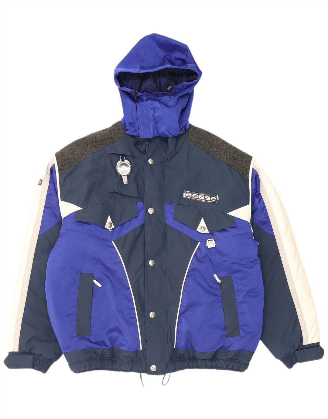 Jaqueta de esqui masculina com capuz Aesse IT 54 2XL azul Colourblock