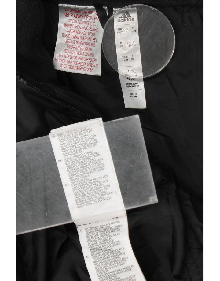 Casaco acolchoado com capuz Adidas Boys 11-12 anos preto poliéster