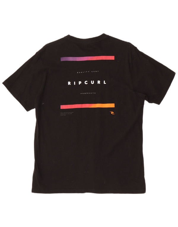 Camiseta masculina Rip Curl de ajuste padrão com estampa gráfica grande de algodão preto