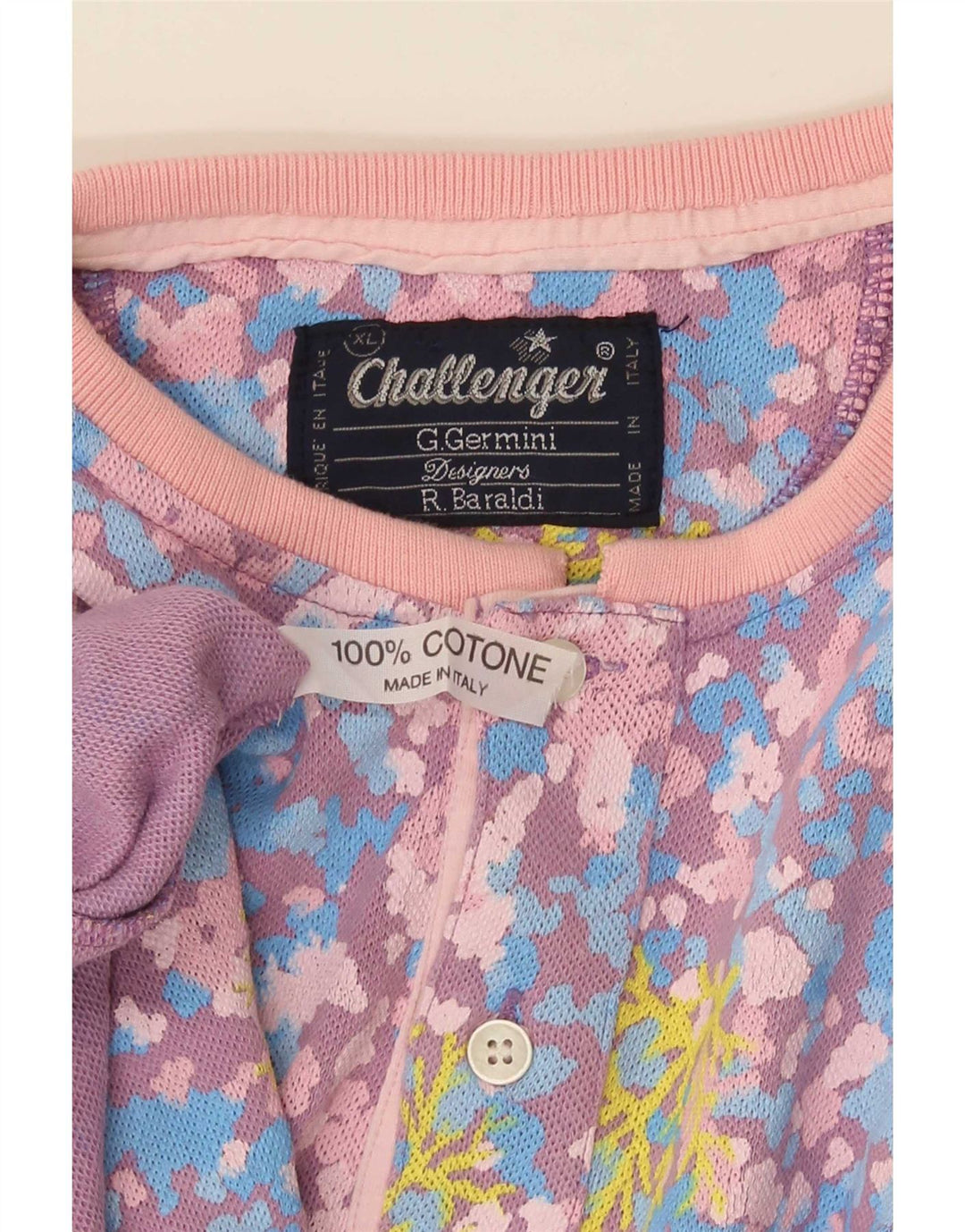 Camiseta masculina Challenger Top XL de algodão floral multicolorido