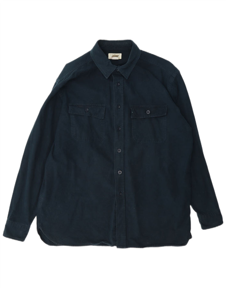 Camisa masculina L.L.Bean Regular Fit grande algodão azul marinho