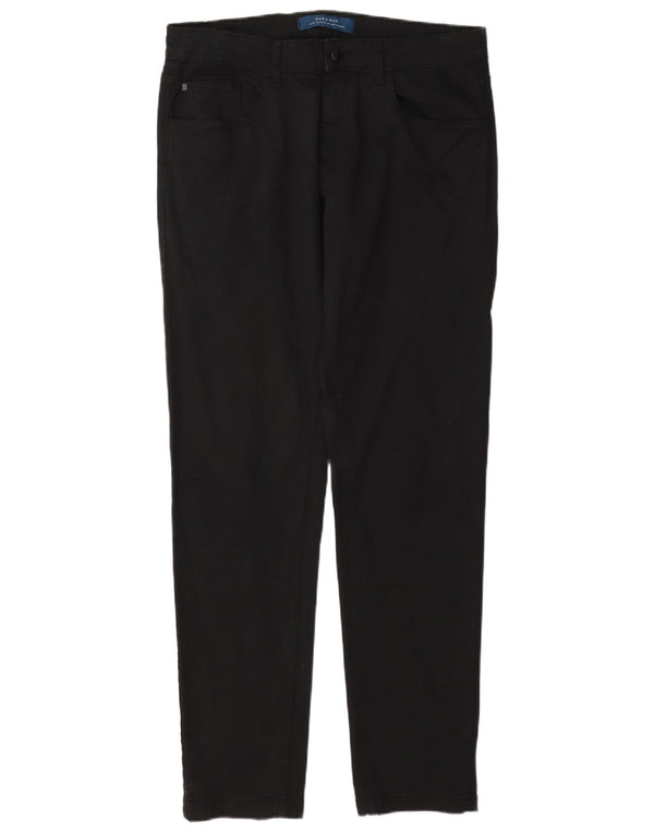 Zara Calça masculina reta casual UE 44 grande W34 L32 algodão preto