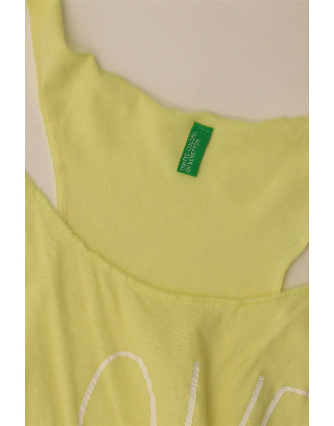 Top túnica feminina BENETTON UK 8 pequeno amarelo colorblock praia