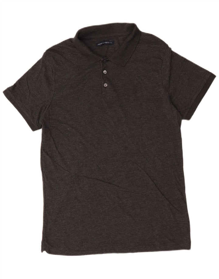 Camisa polo masculina XL da French Connection algodão manchado cinza