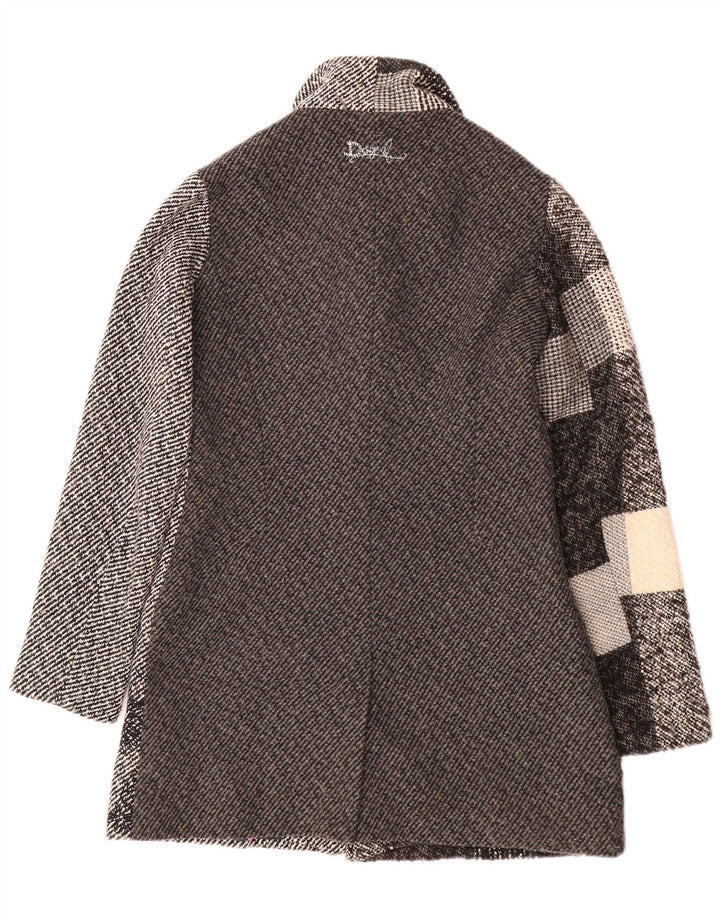 Sobretudo feminino DESIGUAL EU 38 poliéster patchwork cinza médio