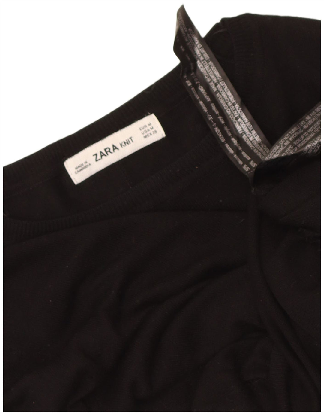 Suéter feminino Zara com gola canoa e viscose preta média Reino Unido 12