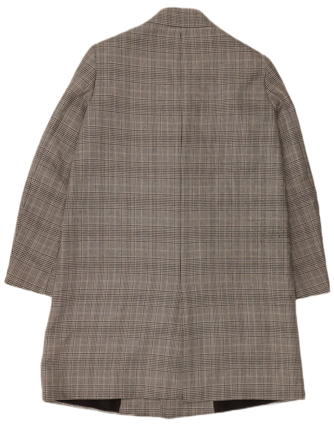 Casaco feminino Zara com peito duplo UK 16 grande poliéster xadrez cinza