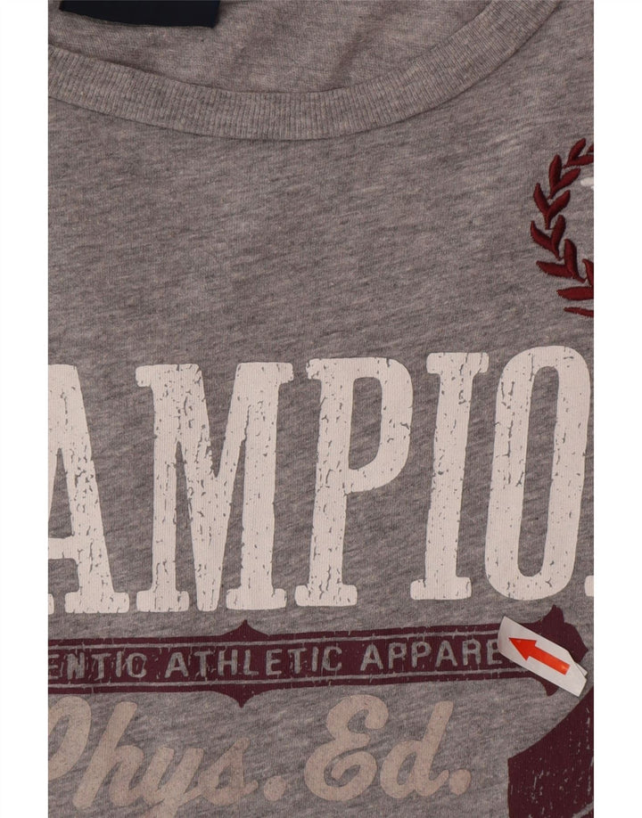 Camiseta masculina Champion Rochester com estampa gráfica grande de algodão cinza