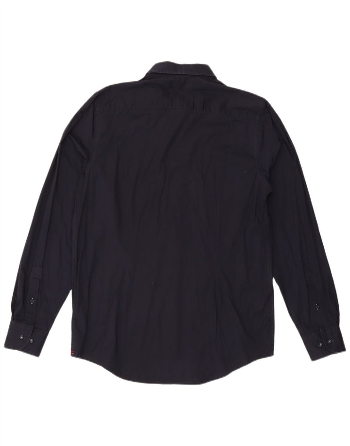 Camisa masculina TOMMY HILFIGER slim fit grande algodão azul marinho