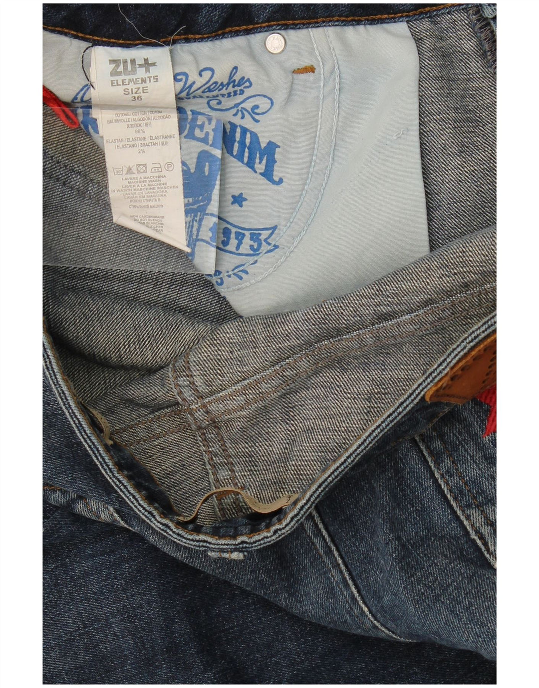 Zu Elements Mens Jeans Super Slim W36 L34 Azul Algodão