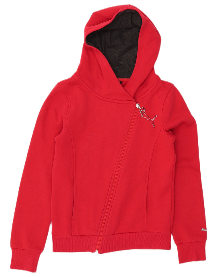 Suéter PUMA feminino com capuz e zíper UK 10 pequeno vermelho