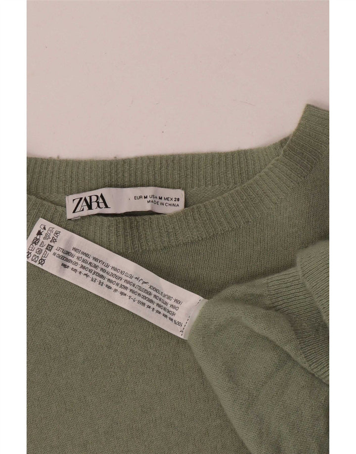 Suéter feminino Zara com gola canoa Reino Unido 14 lã cáqui média