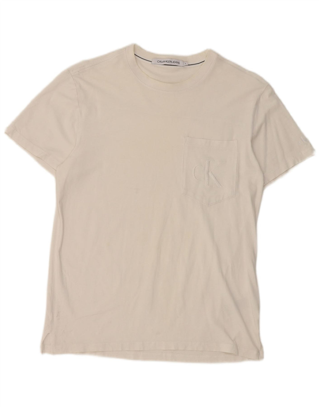 Camiseta masculina Calvin Klein Jeans top pequeno algodão branco