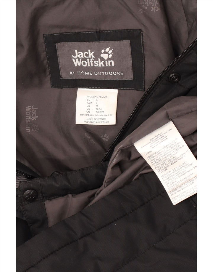 Casaco acolchoado com capuz feminino Jack Wolfskin Reino Unido 12/14 poliéster preto médio