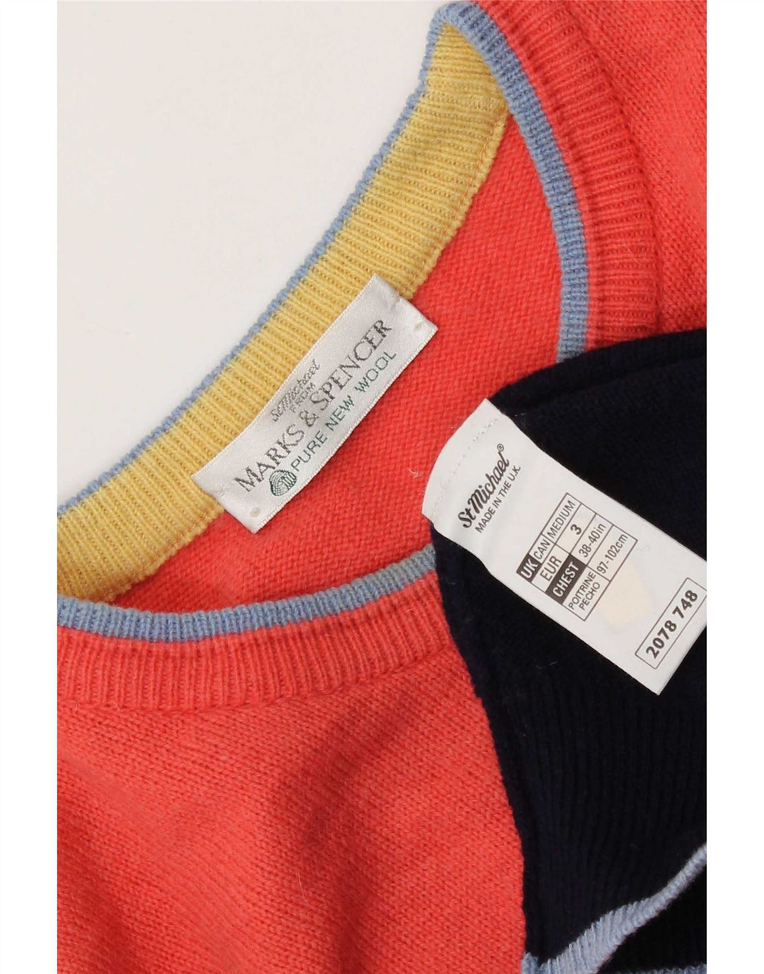 Suéter masculino Marks & Spencer com gola redonda para golfe, médio multicolorido
