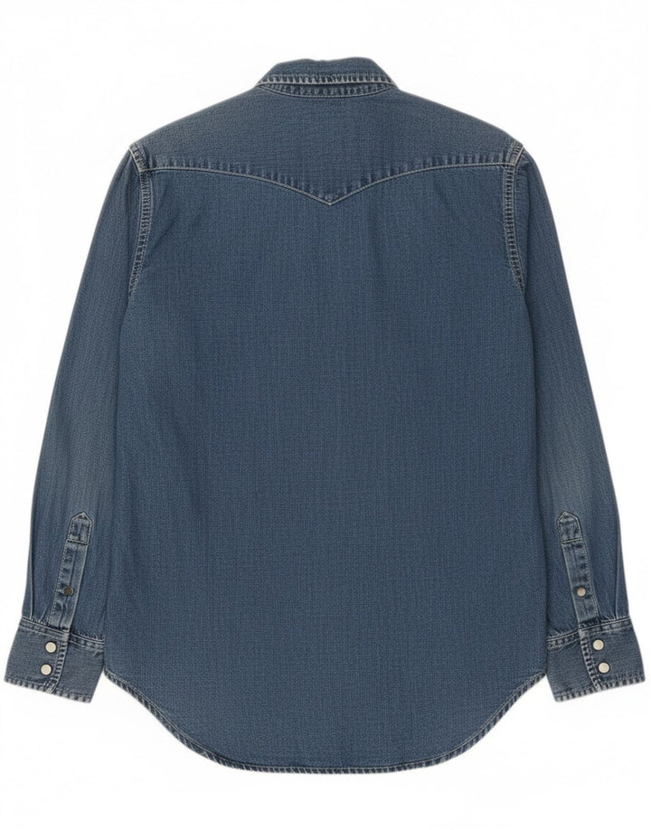 Camisa jeans masculina Levi's pequena azul algodão