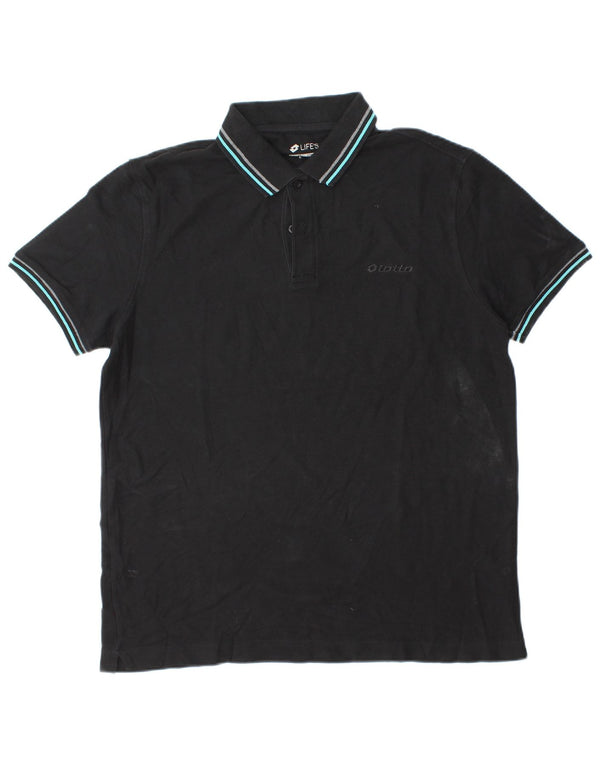 Camisa polo masculina LOTTO Life's grande algodão preto