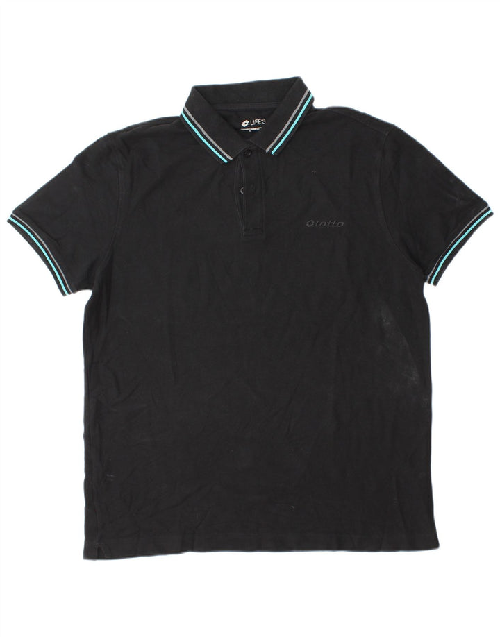 Camisa polo masculina LOTTO Life's grande algodão preto