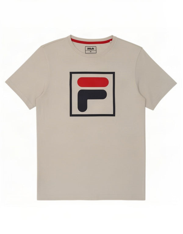 Fila Mens Graphic T-Shirt Top Médio Algodão Branco