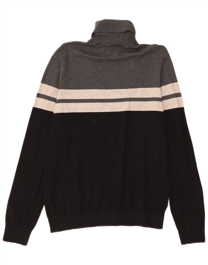 Suéter masculino Marks & Spencer com gola redonda grande bloco colorido preto