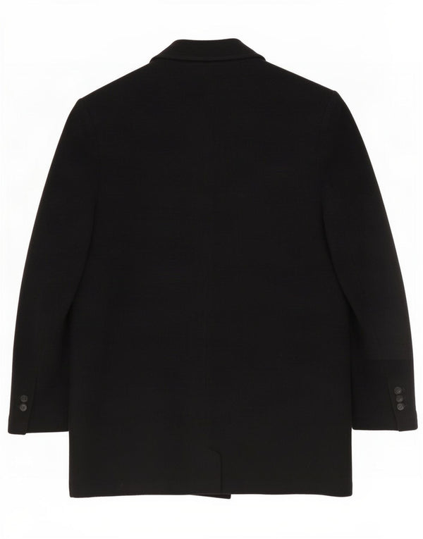 Sisley Casaco feminino oversized com peito duplo UK 6 XS Lã preta