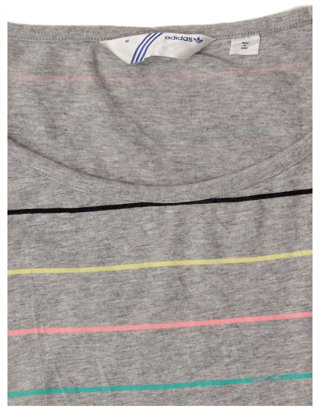 ADIDAS Womens T-Shirt Dress UK 14 Médio Cinza Listrado Algodão