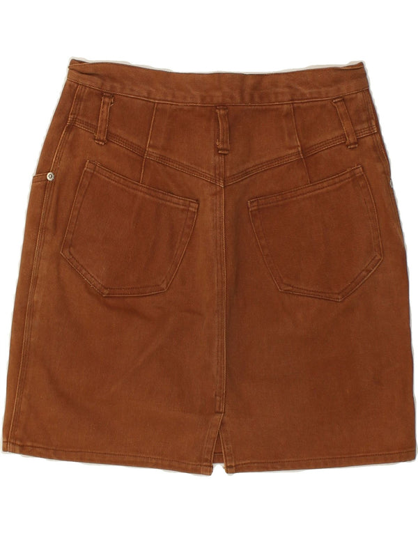 Saia jeans feminina VINTAGE EU 40 médio W28 algodão marrom