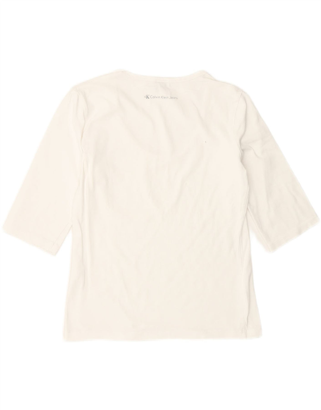 Camiseta feminina estampada CALVIN KLEIN JEANS Reino Unido 14 grande branca